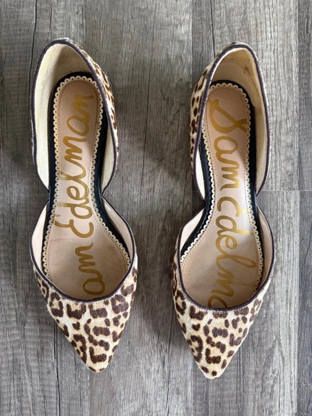 Sam Edelman Shoes Rodney Calf Hair Leopard Print D’Orsay Ballet Flats Size 8 - Picture 1 of 6